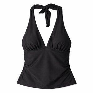 Small Black Cupshe Ruched Halter Swim Tankini Top  Only NWT